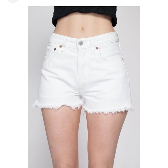 Levi's Pants - Levi's 501 women's white denim button fly cut off Daisy Duke shorts sz 29